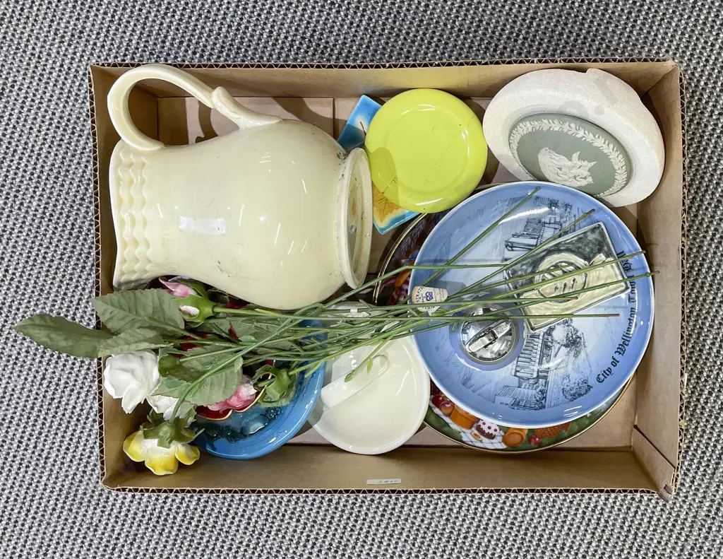 Box of Assorted China Including Wedgwood Image 1++