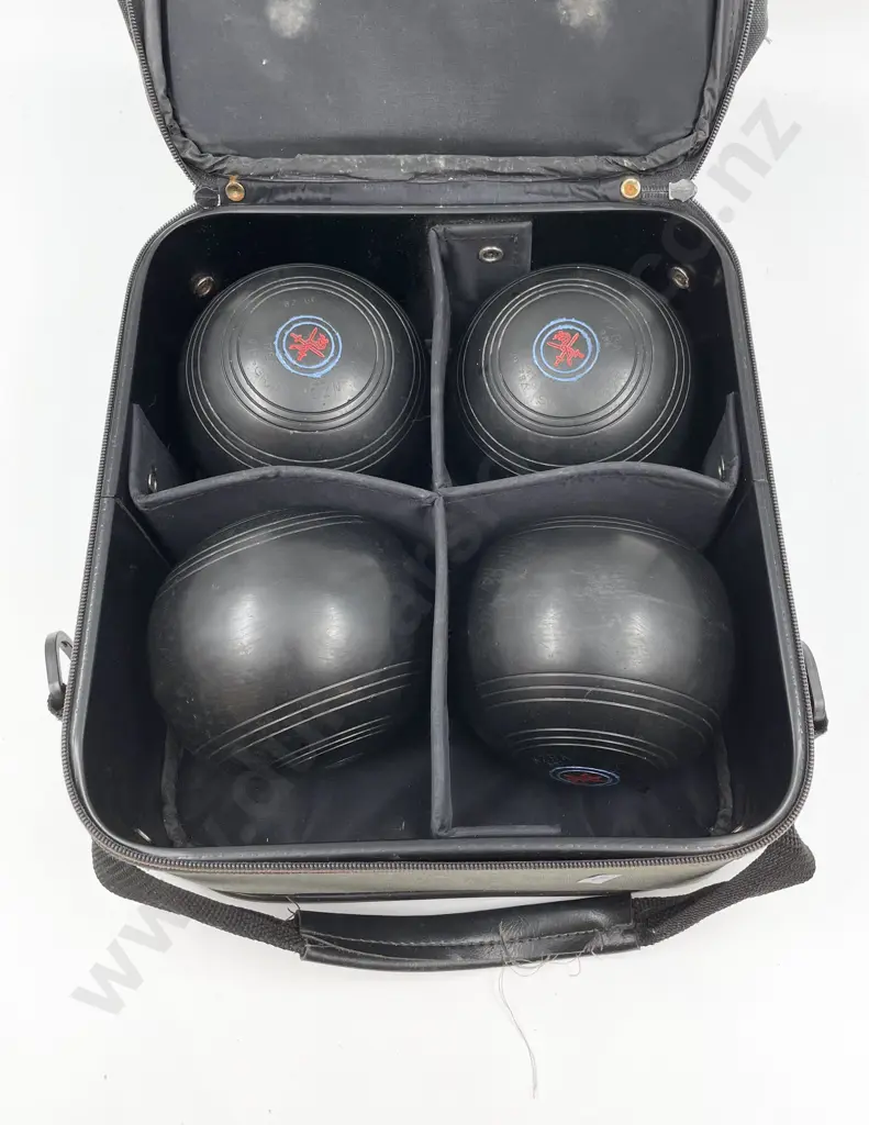 Four Lawn Bowls in Case Image 1++