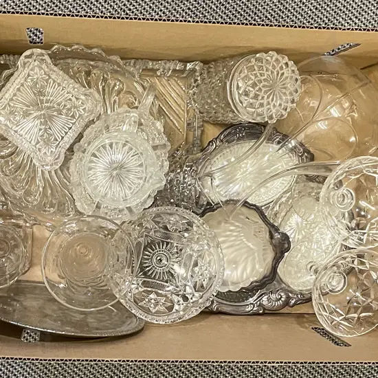 Box of Assorted Crystal and Glassware