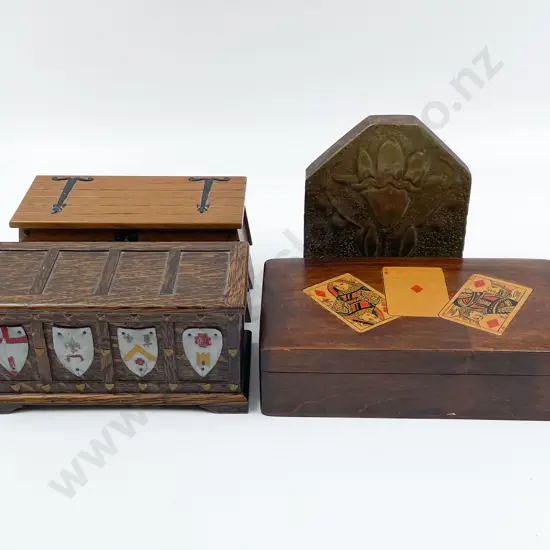 Vintage Games Box Together With Two Jewellery Boxes Etc