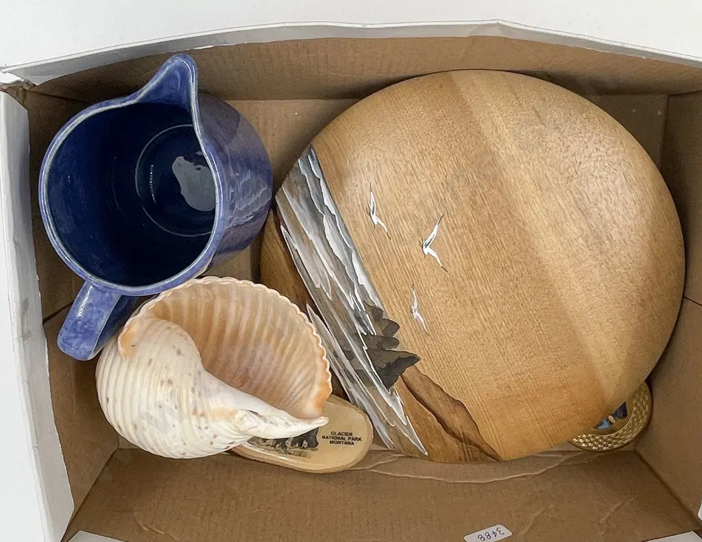 Box of Assorted Including Wooden Panel Artwork Image 1++