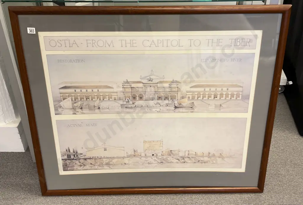 Modern Architectural Print - "Ostia From The Capitol To The Tiber" Image 1++