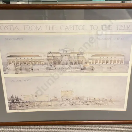 Modern Architectural Print - "Ostia From The Capitol To The Tiber"