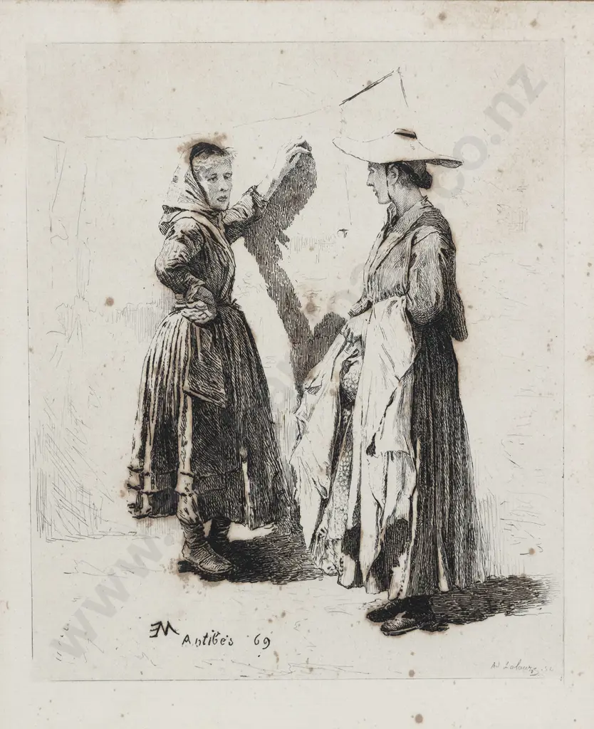 Mid C19th French Engraving French Washerwoman Image 1++