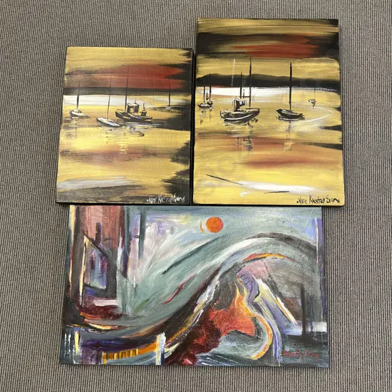 Three Oil Works on Canvas