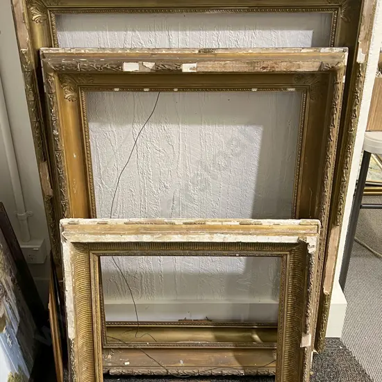 Three Antique Empty Gilt Frames