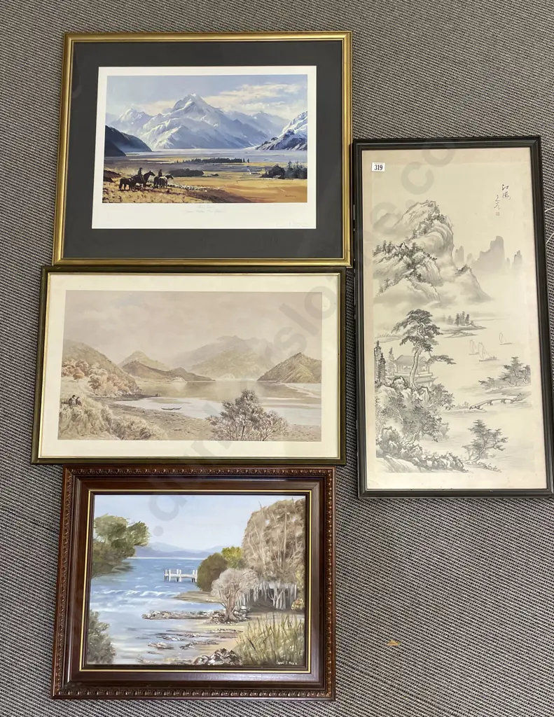 Edna E Reed Oil on Board Together with Three Framed Prints Image 1++