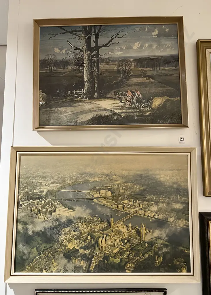Rowland Hilder Print Together With Aerial View of London Print Image 1++