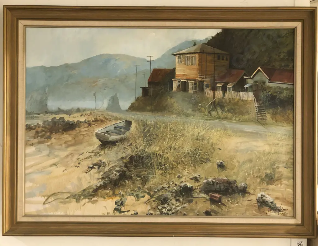 John Holmes - Beachside Scene - Oil on Board Image 1++