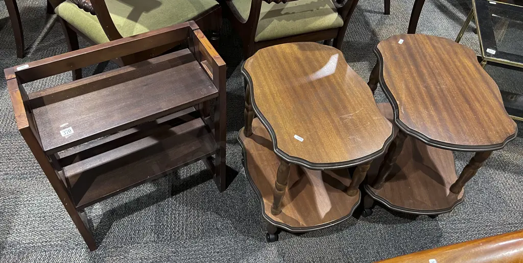 Folding Shelf Together with Pair of Occ. tables (one missing castor) Image 1++