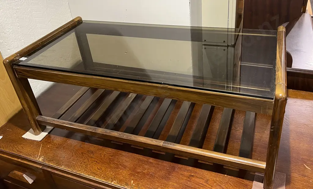 Smoked Glass Two Tier Coffee Table Image 1++