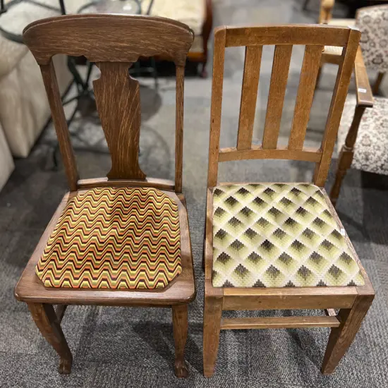 Two Oak Single Dining Chairs
