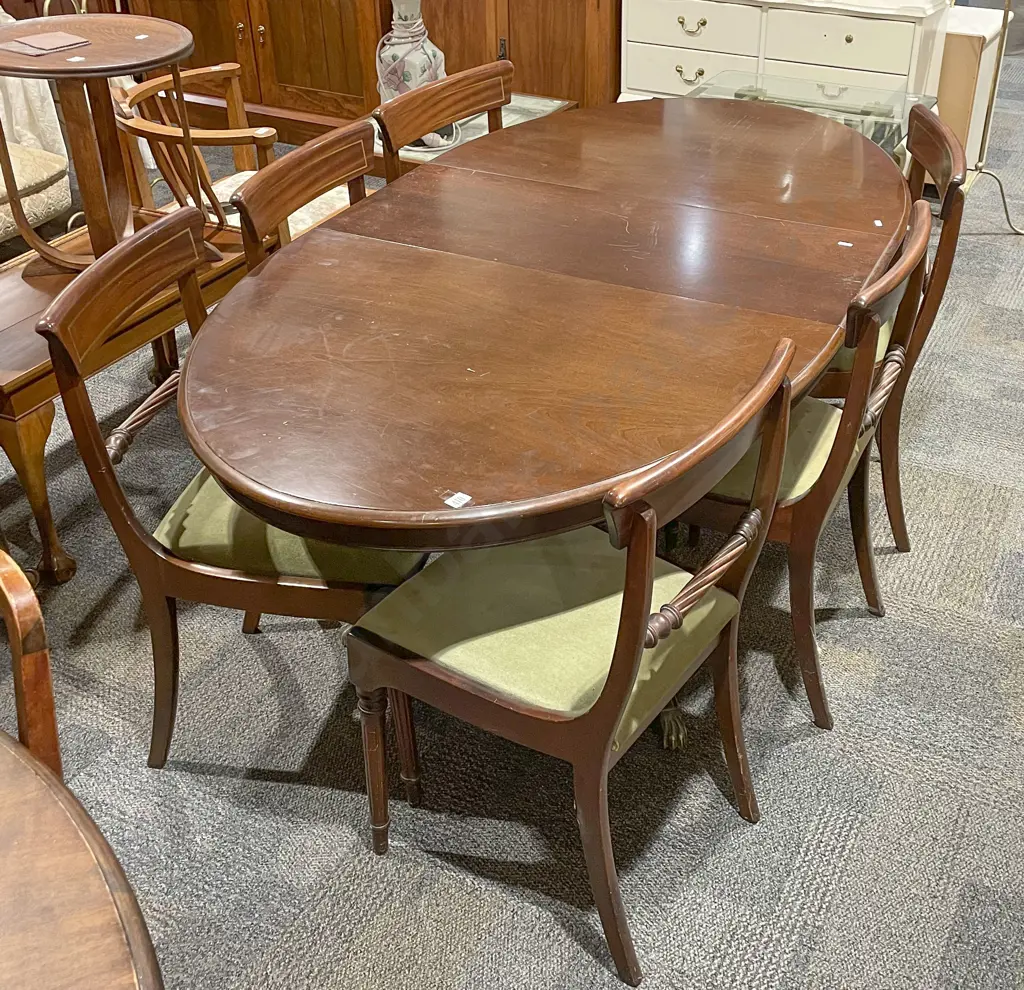 Oval Extension Dining Table With Six Dining Chairs Image 1++
