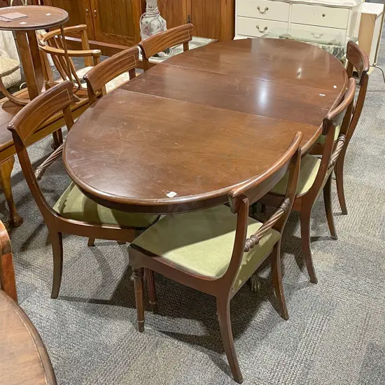 Oval Extension Dining Table With Six Dining Chairs