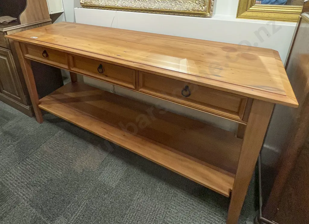 Three Drawer Recycled Rimu Buffet Table Image 1++
