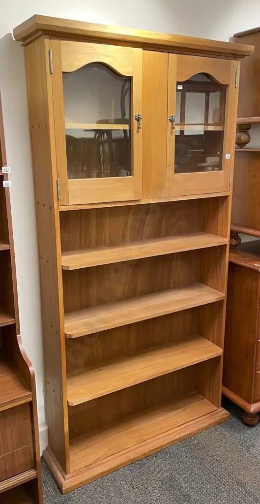Rimu Bookcase with Two Glazed Doors Image 1++