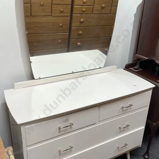 White Painted Mirror Backed Dressing Chest