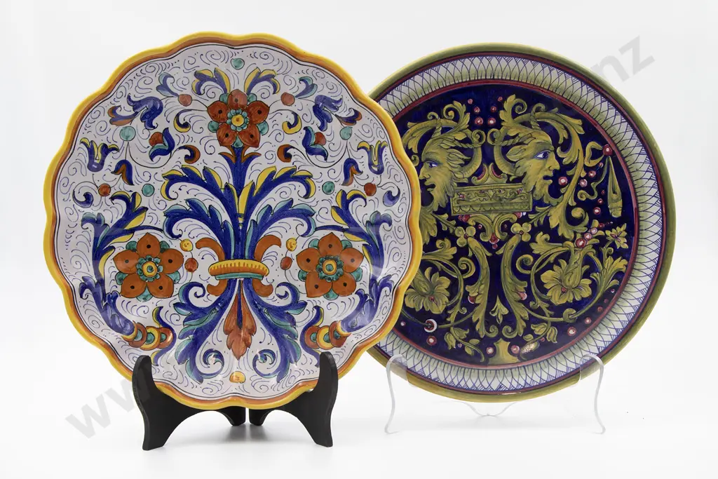 C20th Italian Labor Deruta Floral Faience Wall Plate Image 1++