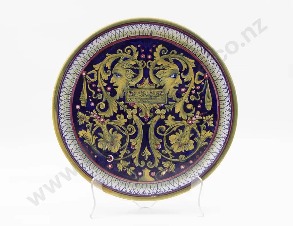 C20th Italian Labor Deruta Floral Faience Wall Plate Image 1++