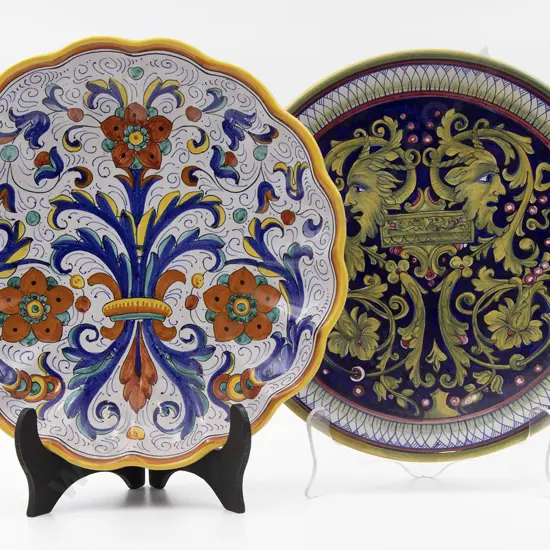C20th Italian Labor Deruta Floral Faience Wall Plate