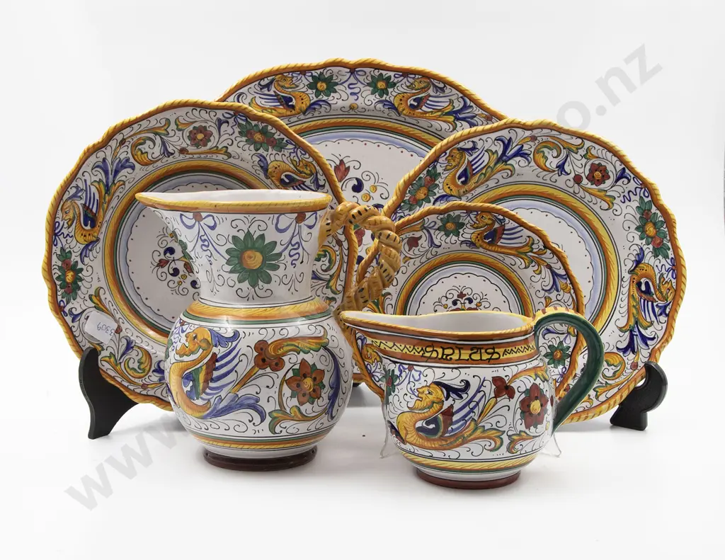 C20th Italian Labor Deruta Faience Dinner Service Image 1++