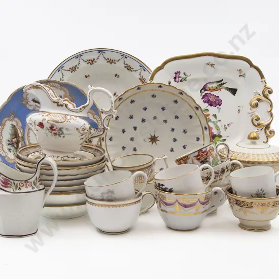 Quantity of Late C18th & early C19th Hand Painted Porcelain