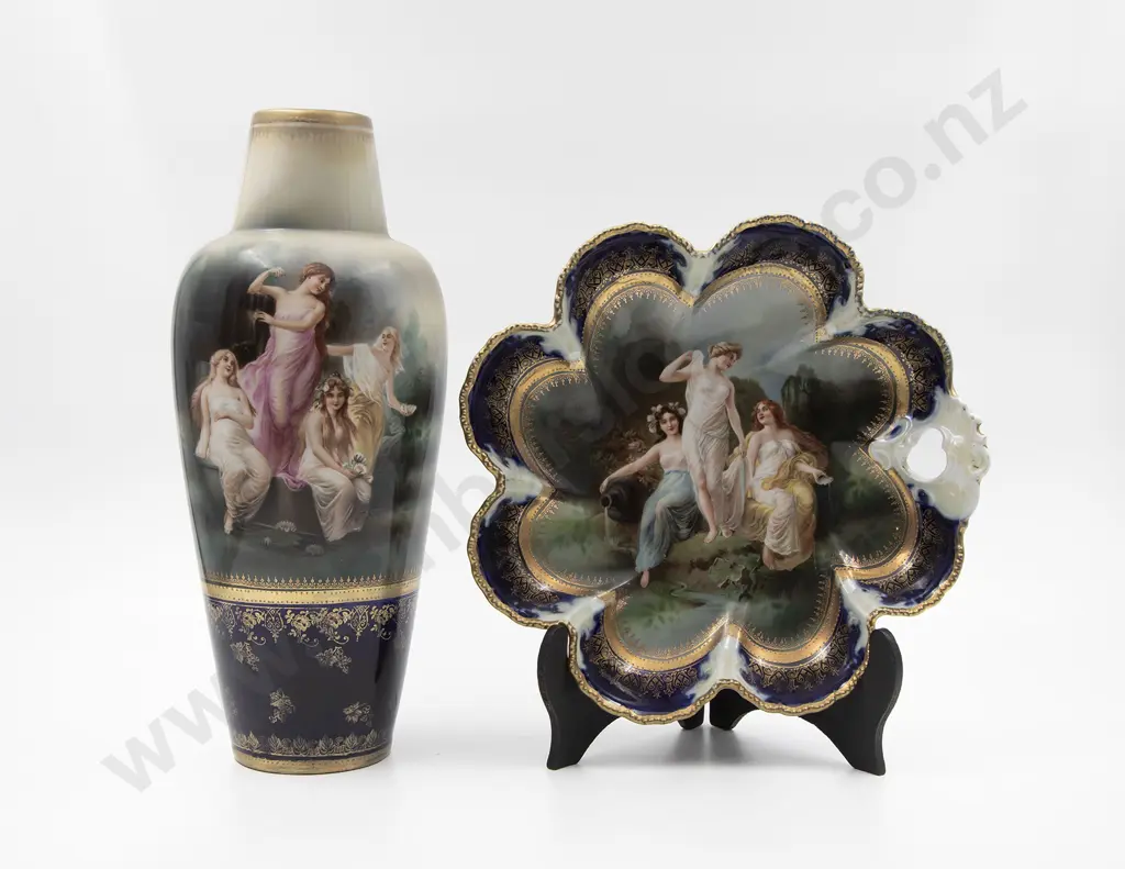 Early C20th Austrian Mantle Vase & Table Bowl Image 1++