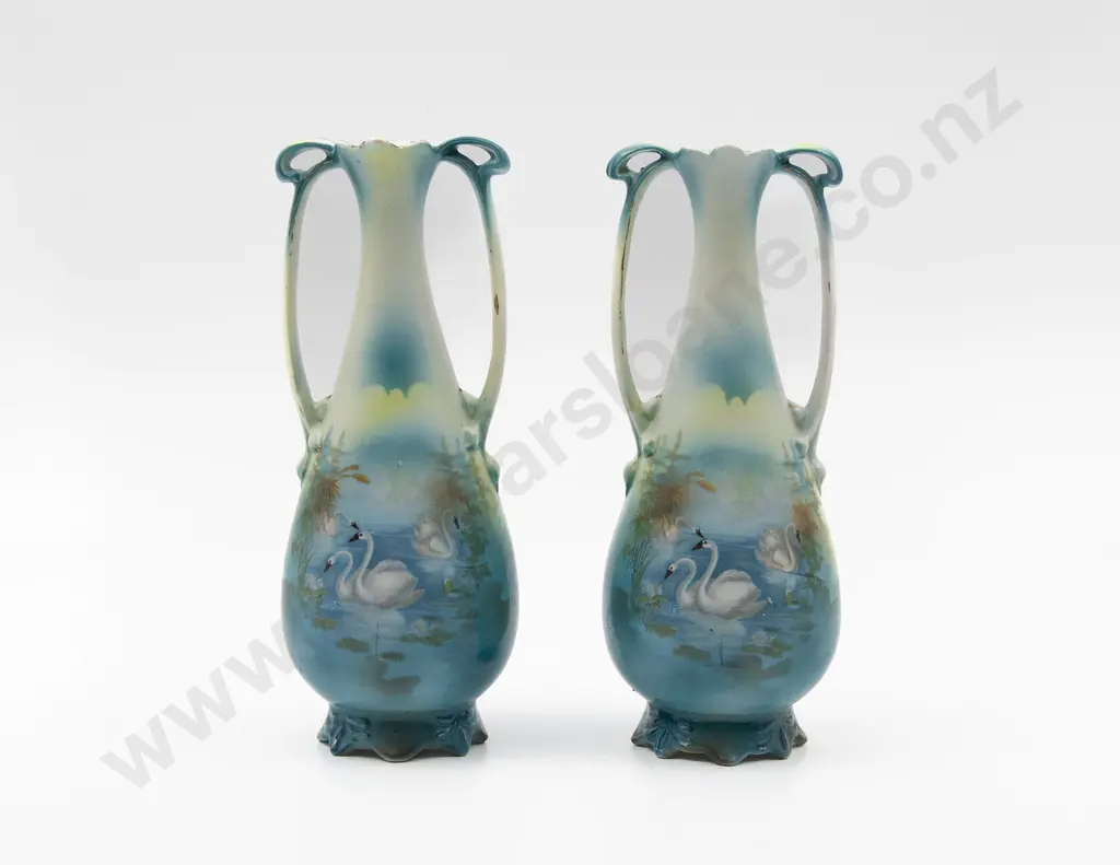 Two Shoulder Handled Baluster Bud Vases Image 1++