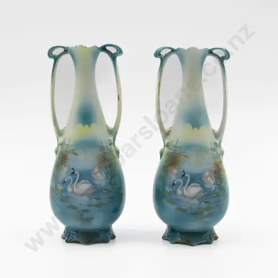 Two Shoulder Handled Baluster Bud Vases