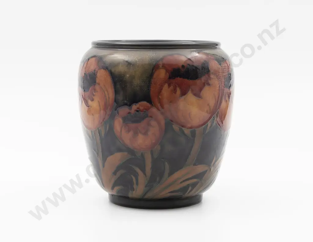 C1920s William Moorcroft Large Poppies Ochre Vase Image 1++