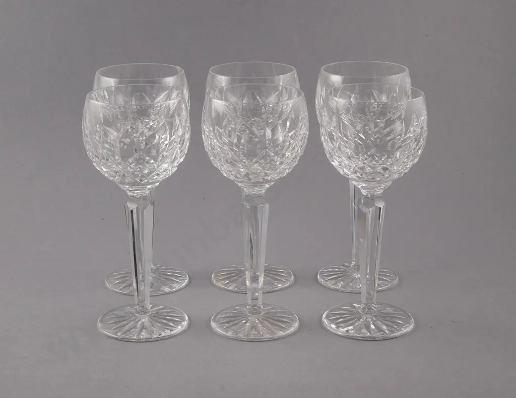 Waterford Crystal Six Tall Hock Glasses in Lismore Pattern Image 1++