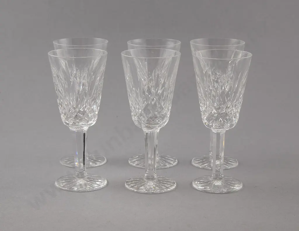 Waterford Crystal Six Sherry Glasses in Lismore Pattern Image 1++