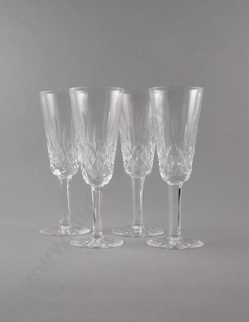 Waterford Crystal Four Champagne Flutes in Lismore Pattern Image 1++