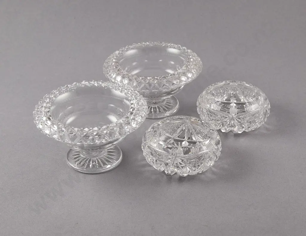 Pair Mid C19th Clear Glass Footed Salts Image 1++