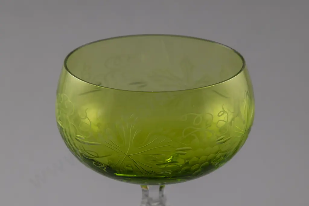 Set Twelve Val St Lambert Long Stem Roamer Wine Goblets Image 1++