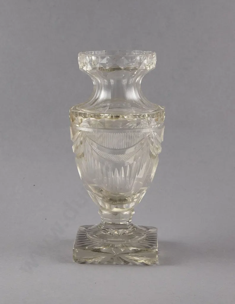 C19th Possible Irish Heavy Glass Vase Image 1++