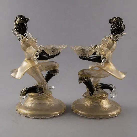 Two Venetian Murano Blackamoor Kneeling Figures