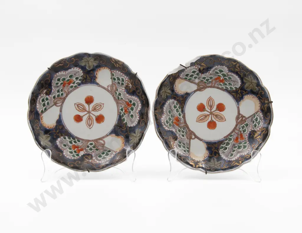 Pair Of Late C19th Japanese Imari Plates Image 1++