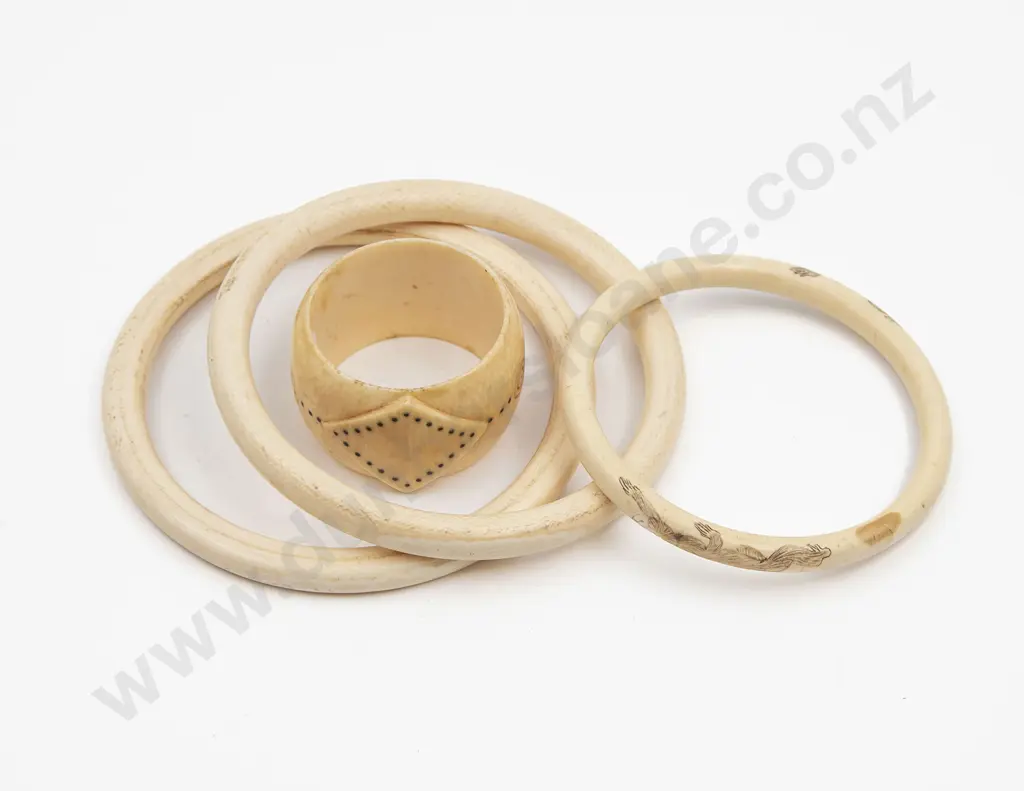 Three Antique Ivory Slave Bangles Image 1++