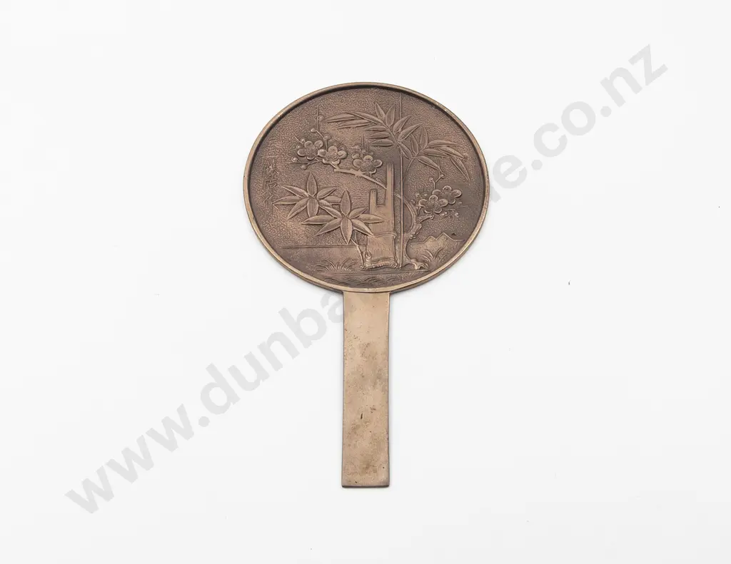 Small Japanese Meiji Period Bronze Hand Mirror Image 1++