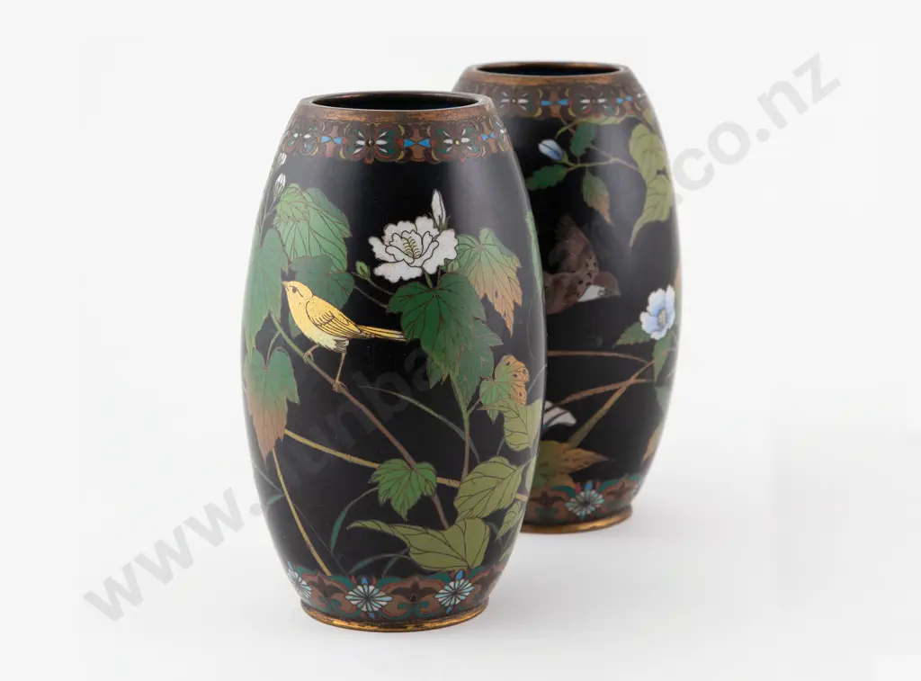 Pair Of Late C19th Chinese Cloisonne Vases Image 1++