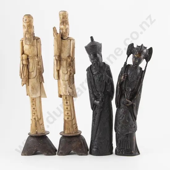 Two Carved Pairs Of Chinese Figurines