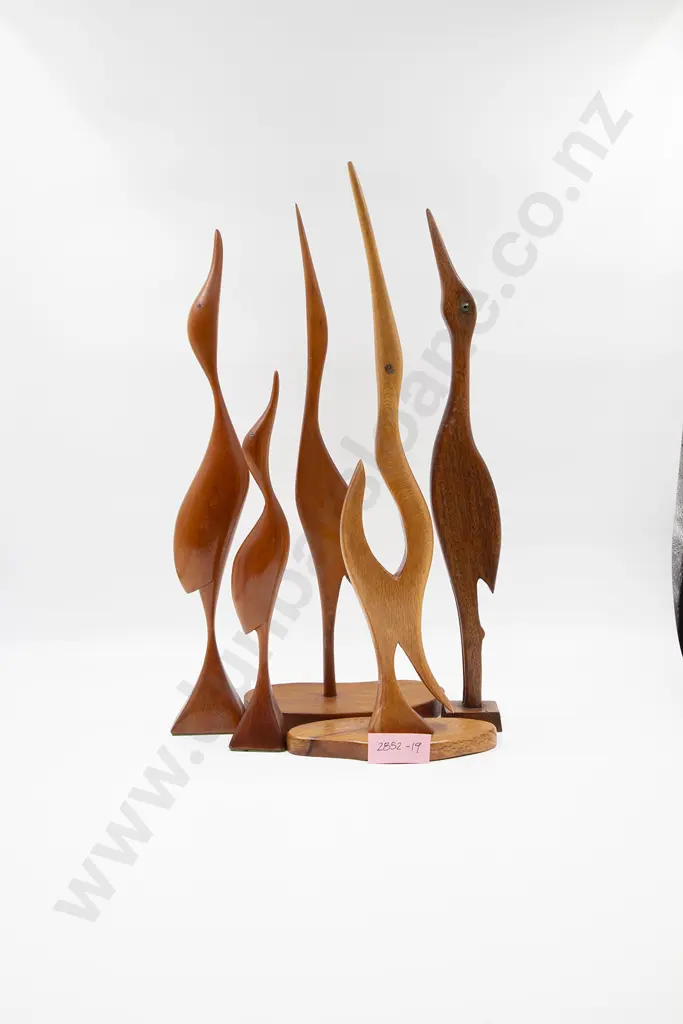 Group of Six Mid-Century Wooden Herons Image 1++