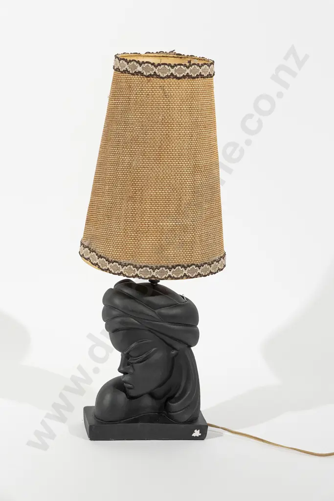 Ceramic African Lamp Base with Original Shade Image 1++