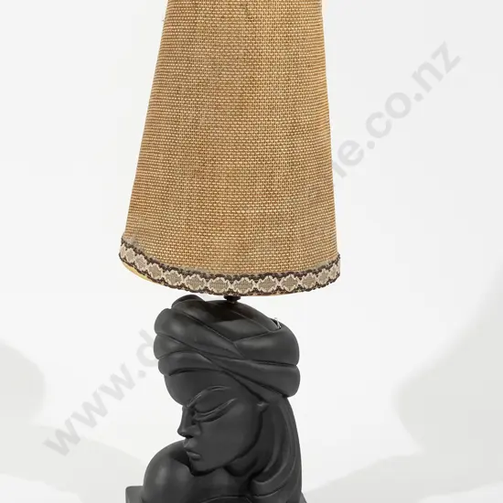 Ceramic African Lamp Base with Original Shade