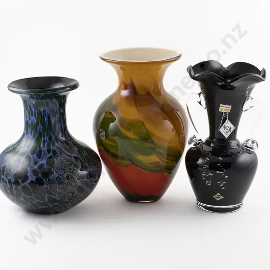 Three Japanese Art Glass vases