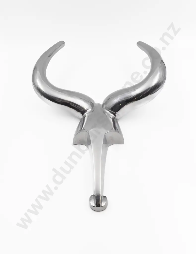 Contemporary Chromium Plated Model of a Texas Longhorn Steer Image 1++