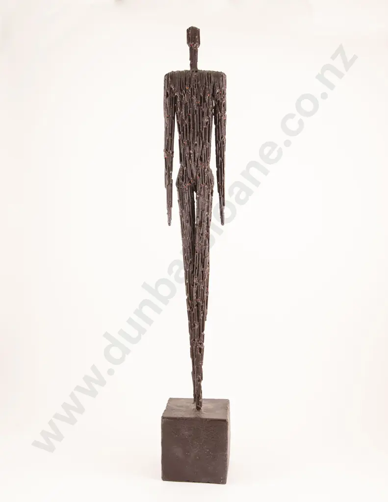 European Brutalist Giacometti Style Standing Bronzed  Metal Figure Image 1++