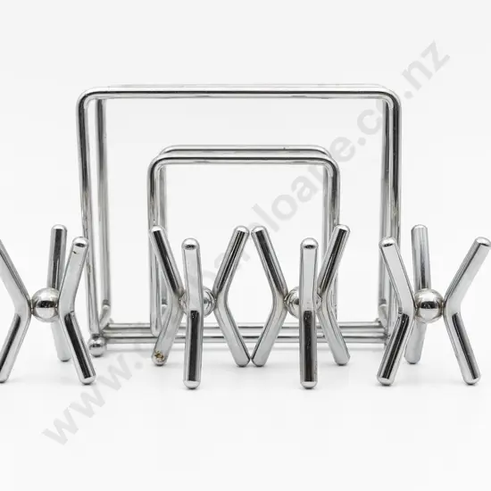 Set of four Heavy Chrome Egg Cups and a Table Napkin Holder