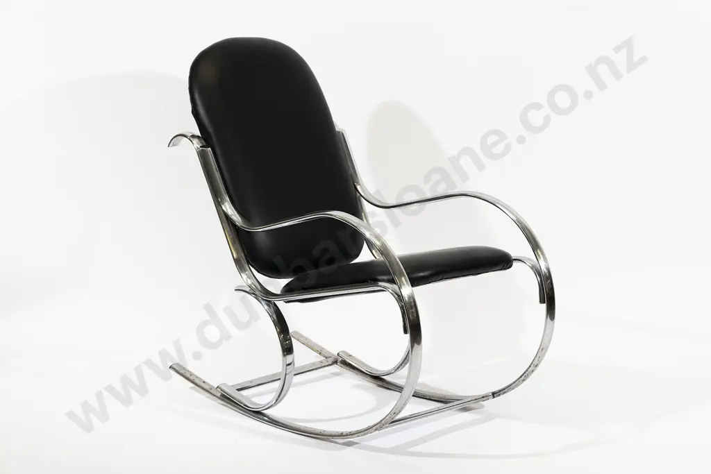 An American 1970s Chrome Rocking Chair Image 1++